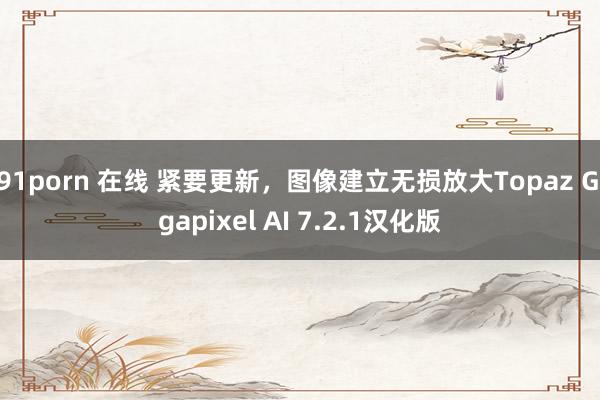 91porn 在线 紧要更新，图像建立无损放大Topaz Gigapixel AI 7.2.1汉化版