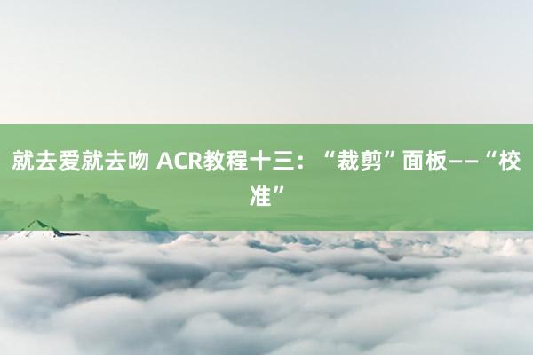 就去爱就去吻 ACR教程十三：“裁剪”面板——“校准”